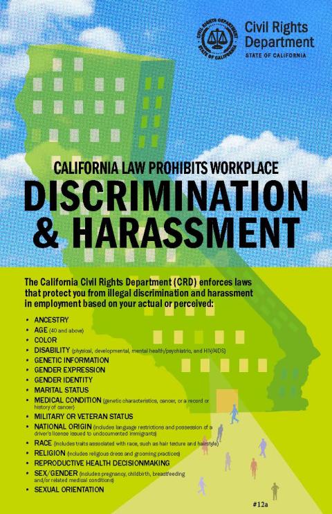 California Law Prohibits Workplace Discrimination & Harassment